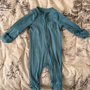 Cloud Island Teal Ribbed Footie